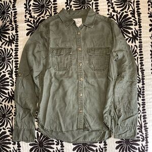 American Eagle Army Green Button Up Top